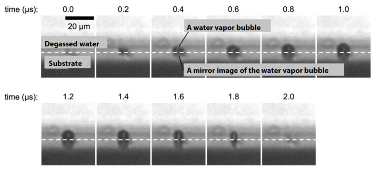 Obr. 5 Vysokorychlostní zobrazování oscilace bublin vodní páry
